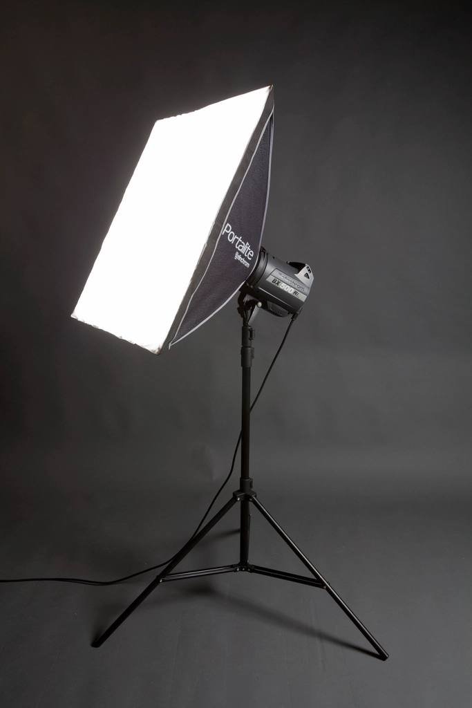 A studio softbox light on a stand