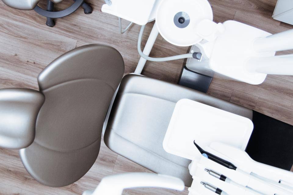 A dental chair seen from above